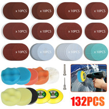 132Pcs 3&quot; Sanding Discs Foam Buffering Sponge Pad Sander Paper + Drill A... - £28.73 GBP