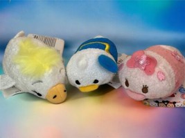 Lot Of 3 New Disney Donald BlueDaisy Duck Pink Bows Tsum Tsum Plush Mini 3.5&quot; - £19.25 GBP