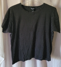 Women&#39;s Basix Shirt Size XL Black and White Polka Dot Short Sleeve Work ... - $14.99