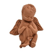 Vintage Terra Cotta Cherub Angel Sleeping Blanket Handmade Folk Art Pottery  - £23.63 GBP