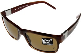 Mont Blanc Sunglasses Men Rectangular MB215S U96 Brown 100% UV Protection - £134.63 GBP