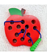 Lacing Wooden Apple w Worm Dexterity Motor Skills Educational Montessori... - $273.97 MXN