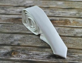 Handmade WHITE Genuine Lambskin Leather Men&#39;s Tie High Quality Formal We... - $36.56