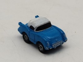 Small Micro Machine 1955 Chevy Corvette in Blue with a White Roof # 2 - $9.12