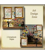 Butterfly Pirate Ship - Silhouettes of Children fishing Scrapbook Pages - $23.32 CAD
