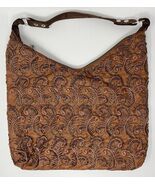 Women&#39;s Satin Beaded Shoulder Slouch Bag Brown NEW - $26.29 CAD