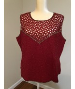 AS HRO Beaded Sleeveless Blouse Sz XL RN 108854 Burgundy - $39.82 CAD