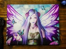 Ebros Anne Stokes Mystic Aura Butterfly Fairy Wood Framed Picture Wall Decor - £13.58 GBP