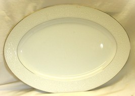 Fairbanks Sango Oval Serving Platter White Flowers Scrolls and Dots - £42.93 GBP