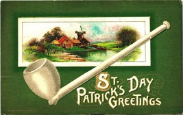 John Winsch St Patrick&#39;s Day Greetings Pipe Windmill Embossed 1911 Postcard T19 - £5.53 GBP