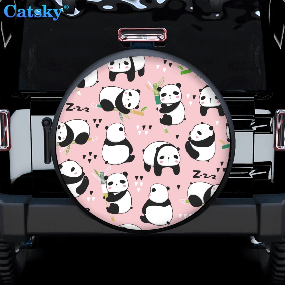 Pink Panda Car Accessories Spare Tire Protect Cover,Custom Animal Spare Tire - £23.71 GBP