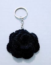 Handmade Crochet Rose Keychain in Black (Small) - £3.99 GBP