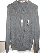 New Marc Anthony Mens Sz L Fold Collar Sweater Gray Ret 85$ long sleeve - £21.02 GBP