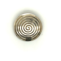 Vintage Sterling Silver Signed 950 Carved Spiral Round Circle Shape Brooch Pin - £37.98 GBP