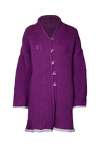 Wool knitted cardigan with a silver crochet edge - £175.22 GBP