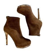 House of Harlow 1960 Brown Suede Snake Heel Platform Ankle Boots 36 / US... - $67.99