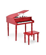30-Key Wood Toy Kids Grand Piano with Bench and Music Rack-Red - Color: Red - £129.85 GBP
