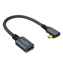 Right Angled Micro Hdmi To Hdmi Adapter Cable, Nylon Braided 90Degree Mi... - £15.06 GBP