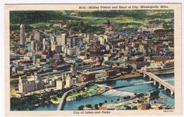 Postcard Milling District &amp; Heart Of City Minneapolis Minnesota City Of Lakes - £2.21 GBP