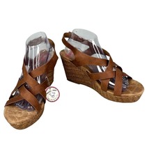 Jellypop Sandals Platform Wedge Memory Foam Springs Cognac Distress 11M New - $659.47 MXN
