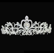 Silver Color Crystal Rhinestone Bridal Tiaras and Crowns Headpiece Wedding Bride - £11.46 GBP