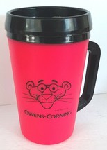 Vintage PINK PANTHER OWENS-CORNING Aladdin Insulated Mug with Handle Lid - $24.95