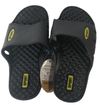 Shocked Boys Flip Flops Sports Slip-on Sandals Black/Yellow Size 1-2 LARGE - £7.83 GBP