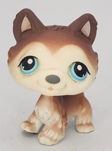 Littlest Pet Shop #68 Husky Dog Brown White Standing Blue Dot Eyes Red Magnet  - $14.99