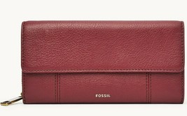 New Fossil Jori Flap Clutch RFID Leather Wallet Wine - £38.49 GBP