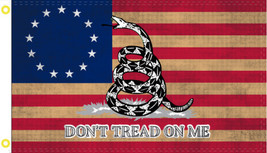 12X18 Betsy Ross Gadsden Dont Tread On Flag Vintage Tea Stained - £14.38 GBP
