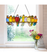 River of Goods Multi Stained Glass Birds on a Wire Hanging Window Panel - $69.18