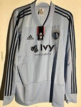 Adidas Long Sleeve MLS Jersey Kansas City Sporting Team Grey sz S - £16.61 GBP