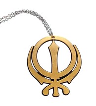 Sikh Khanda Car Hanger Acrylic Gold Mirror Punjabi Pendant for Car Rear Mirror - $19.79