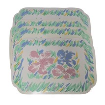 Vintage Pastel Floral Print Rectangular Vinyl Placemats Set Of 4 17.5&quot; x 12&quot; - £9.10 GBP