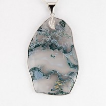 Bianco &amp; Verde Pizzo Agate Pendente Argento Sterling 23.5gr - £139.59 GBP