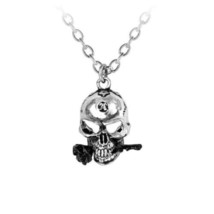 Alchemy Gothic P26  The Alchemist Pendant Necklace Skull Black Rose in Mouth - £20.77 GBP
