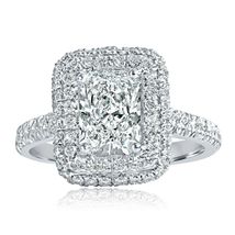 1.61Ct IGI E-VS2 Lab Grown Radiant Diamond Halo Ring 14k White Gold 2.33... - $1,319.61
