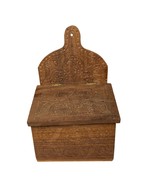 Wooden Brown Recipe Box Wall Mountable Hand Carved Hinged Lid Unbranded ... - $388.69 MXN