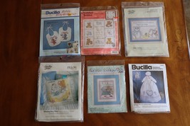Lot of 6 Baby Cross Stitch Embroidery Announcement Saying Pillow Picture... - $535.26 MXN