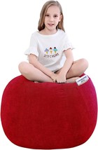 Sanmadrola Stuffed Animal Storage Bean Bag Chair Cover (No Filler) For Kids, Red - £36.07 GBP