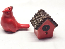 Vintage Cardinal &amp; Birdhouse Salt &amp; Pepper Shaker Set - Farmhouse Country - $8.89