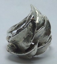 Gorgeous Sterling Silver Leaf Cluster Ivy Leaves Ring Sz 5.75 Handmade Unique 6g - £19.60 GBP
