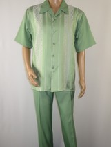 Men MONTIQUE 2pc Walking Leisure Suit Matching Set Short Sleeve 2227 Apple Green - £63.58 GBP