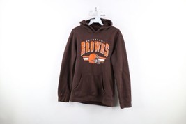Vintage Womens Small Distressed Spell Out Cleveland Browns Football Hoodie Brown - £39.47 GBP