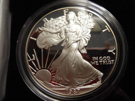 1987-S Proof Silver American Eagle 1 oz coin w/box &amp; COA - 1 OUNCE - $85.00