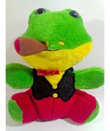 Vintage Green Frog Plush Cigar Smoking Stuffed Animal Red Yellow Black T... - $49.00