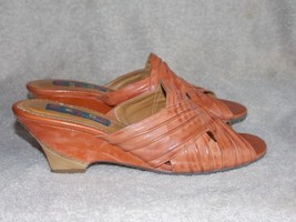 Everybody By BZ Moda Orange/Brown OPEN TOE Slip On Sandal Heels 39.5 Used - $34.99