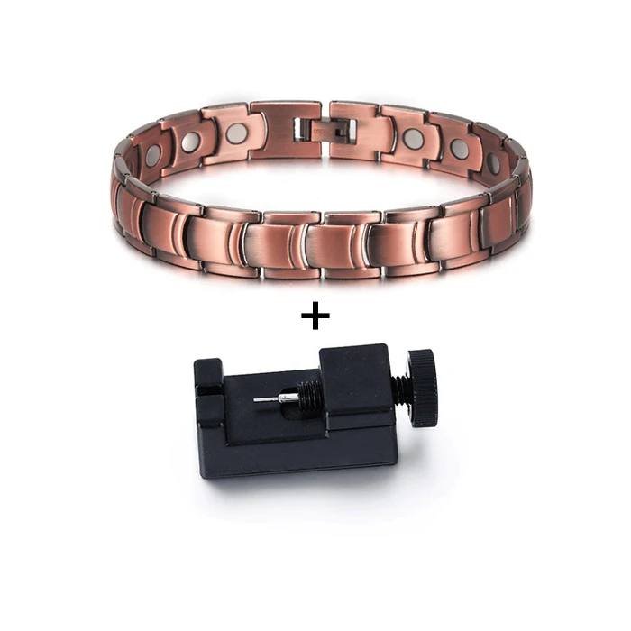 Magnetic Pure Copper Bracelet Men 12mm Wrist Band Copper Magnetic Bracelet Thera - £28.12 GBP