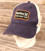 HURLEY Trucker Hat Youth Navy Blue Front Logo White Mesh Snapback Baseball Cap - $13.96