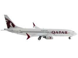 Boeing 737 MAX 8 Commercial Aircraft &quot;Qatar Airways&quot; Gray with Tail Graphics 1/4 - £51.58 GBP